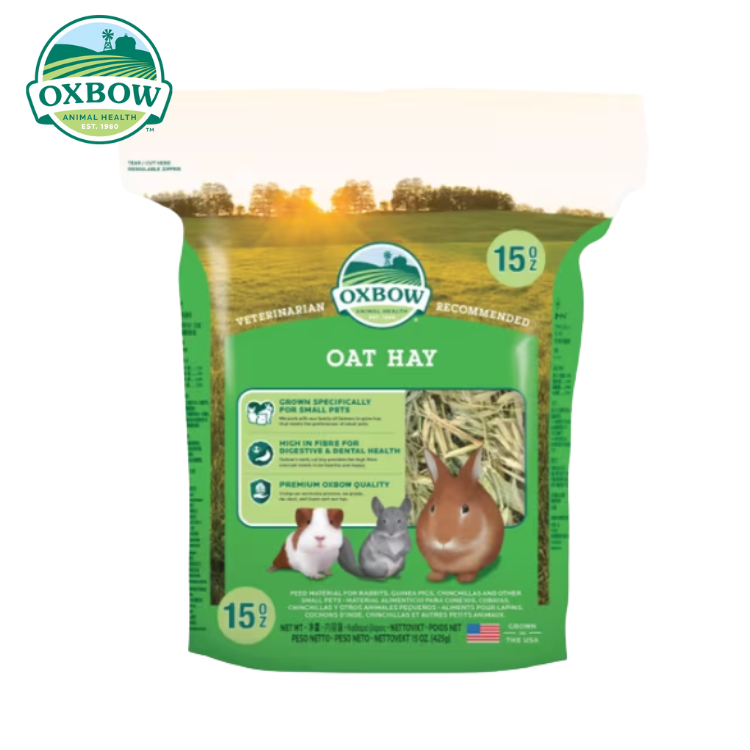 Oxbow Oat Hay หญ้าโอ๊ตอ๊อกซ์โบว์ หญ้ากระต่าย แกสบี้ ชินชิลล่า หญ้าแห้งลับฟัน 15 oz