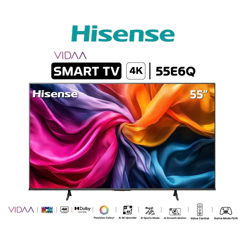 TV LED 55นิ้ว Hisense รุ่น 55E6Q 4K Ultra HD Smart TV Voice Control WIFI Build in Netflix