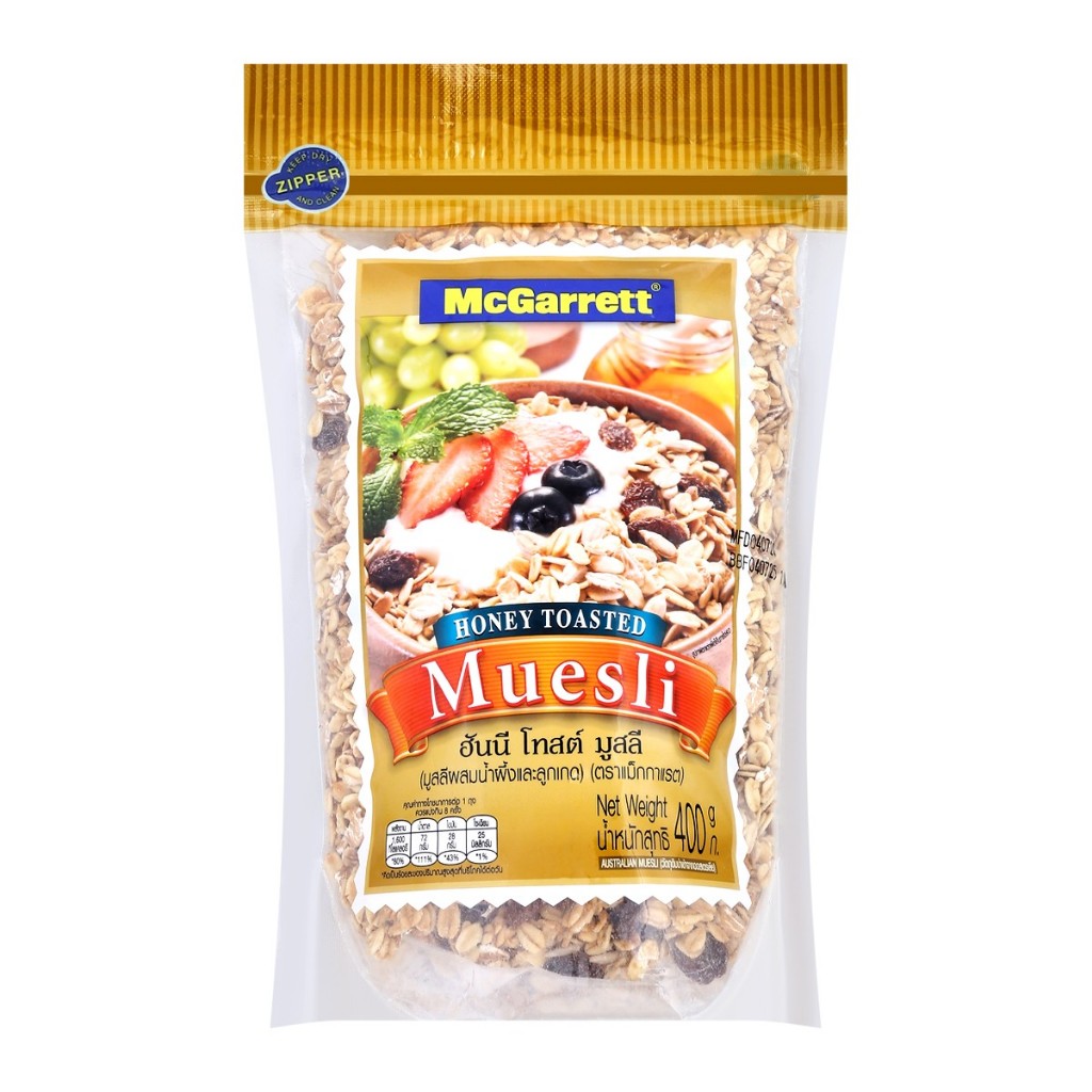 แม็กกาแรต ฮันนี โทสต์ มูสลี่ 400 ก. MCGARRETT Honey Toasted Muesli 400g.