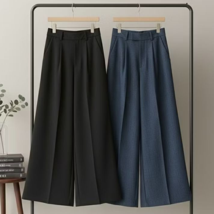 Ramsita กางเกงขากว้างซิปหน้า Oversize กางเกงไซส์ใหญ่