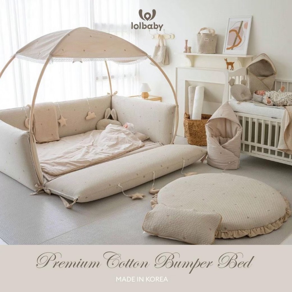 [Made in Korea🇰🇷] LOLBABY Bumper bed ที่นอนกันตก รุ่นผ้า Premium Cotton 100%
