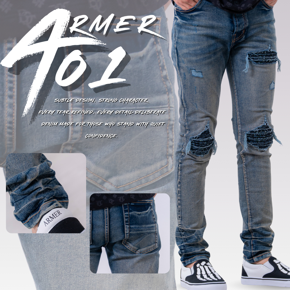 กางเกงยีนส์ขายาว Skinny Jeans Armer A01