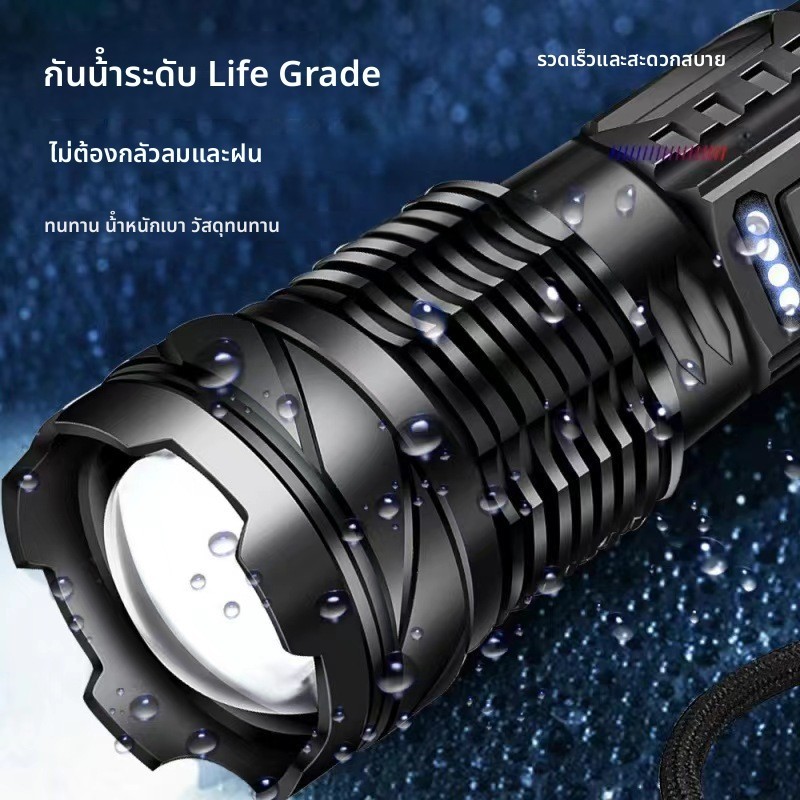 ไฟฉายพกพา จอแสดงผลพลังงานอัจฉริยะ พร้อมคำเตือน COB ไฟฉายกันน้ำ การเดินป่า การตั้งแคมป์ ไฟฉายความเข้มสูง - รูปที่ 3