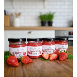 แยมสตอเบอรี่คีโต 200 , 360 ml. Keto strawberry jam no sugar ไม่มีน้ำตาลเบาหวานทานได้ เจ,คลีน ควบคุมน้ำหนักทานได้