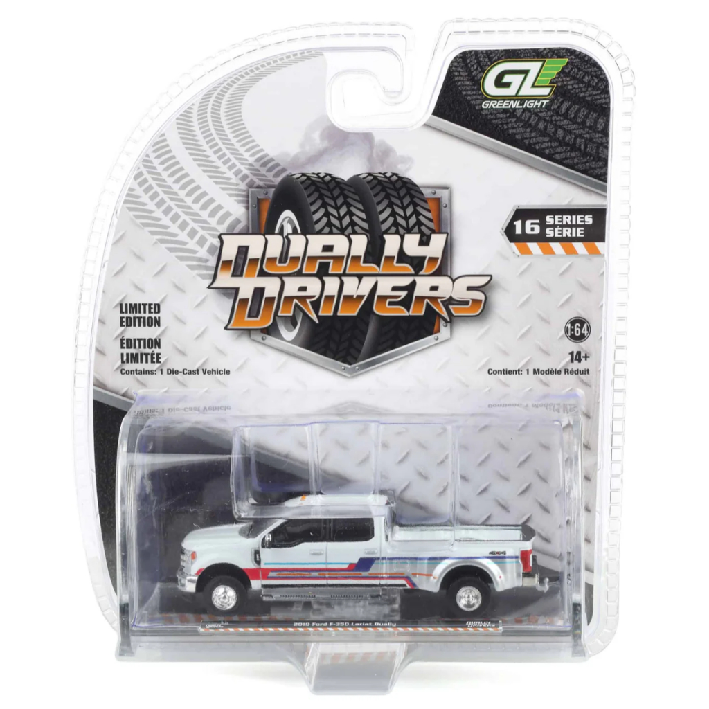 Greenlight | 2019 Ford F-350 Lariat Dually - White with Custom Stripes สเกล 1/64 46160