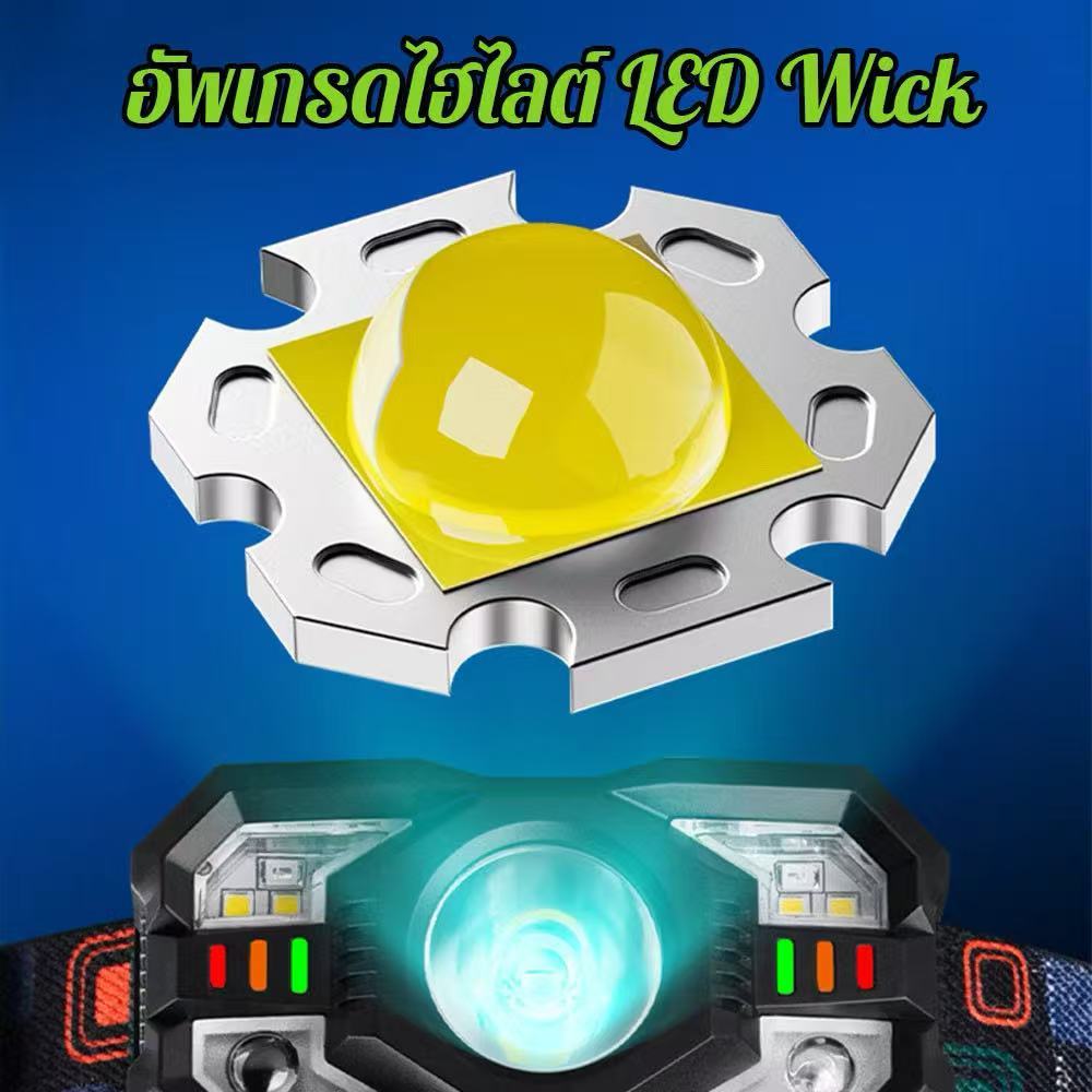 CRX ไฟฉาย ไฟฉายคาดหัว 1000w ไฟฉายแรงสูง led usb ไฟฉายขนาดเล็ก ไฟฉายเดินป่า ไฟฉายฉุกเฉิน ไฟฉายคาดศรีษะ กันน้ำได้ มีเซนเซอ - รูปที่ 5