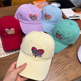 COD🔥หมวกเบสบอลลายหัวใจ ปีกโค้ง ทรงนิ่ม ใส่สบาย เหมาะสำหรับทุ…