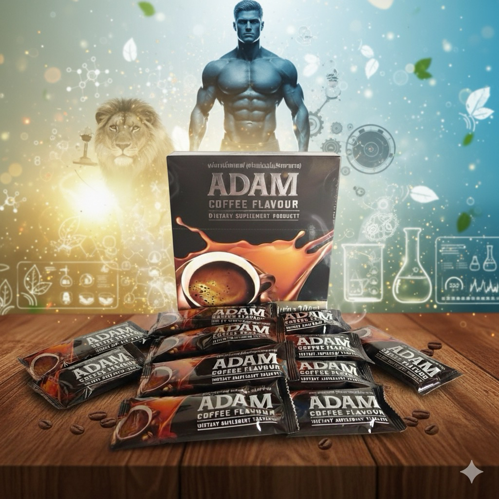 ADAM COFFEE FLAVOUR อดัม กลิ่นกาแฟผลิตภัณฑ์เสริมอาหาร กล่อง 10 ซอง