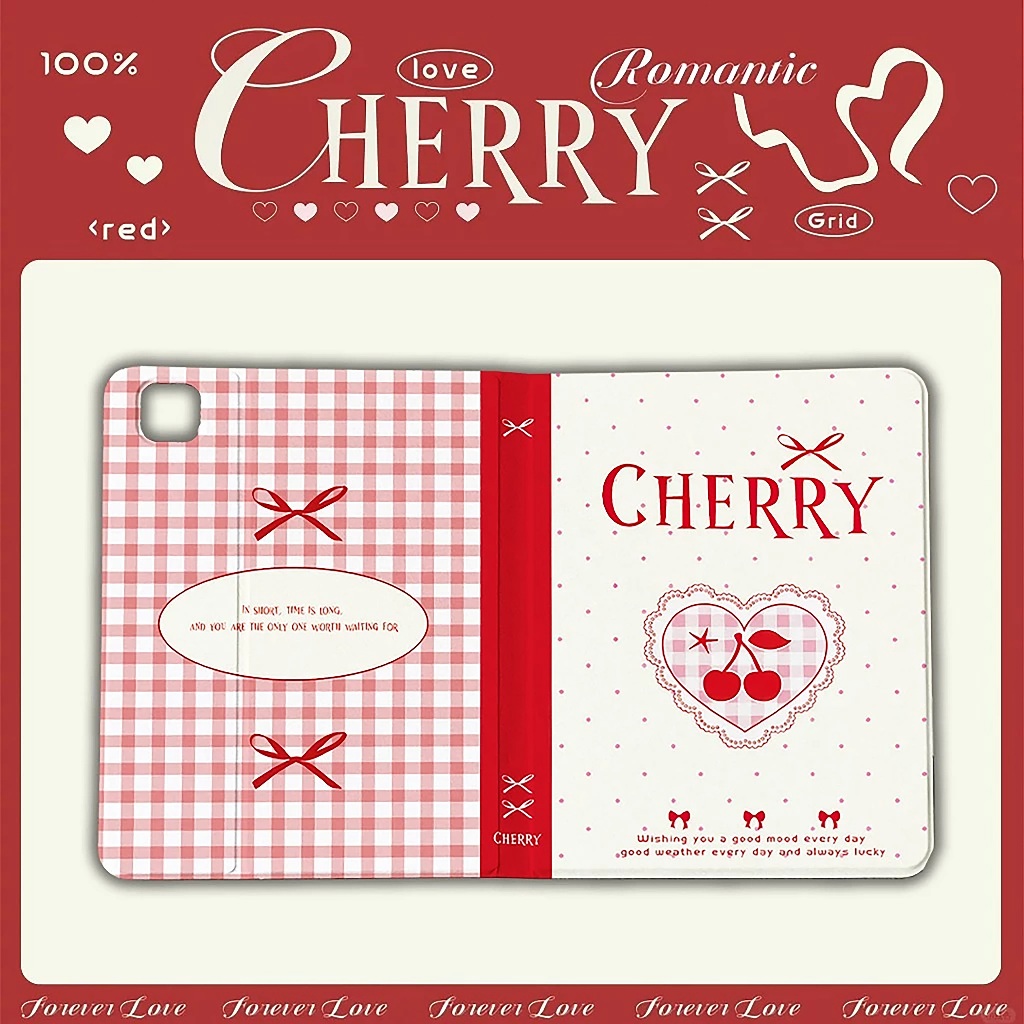 พร้อมส่ง เคสแท็บเล็ต Samsung สำหรับ Tab S9+ S9 เคส Samsung Tab ลายสก๊อตเชอร์รี่S10+ มีที่ใส่ปากกา