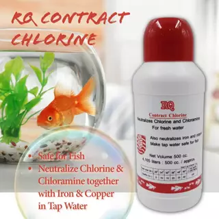 ผลิตภัณฑ์ปรับสภาพน้ำ RQ ลดคลอรีน RQ Contract Chlorine 500 ml. เตรียมน้ำสำหรับเลี้ยงปลาสวยงาม ขนาด 500 มล. ฝาสีแดง