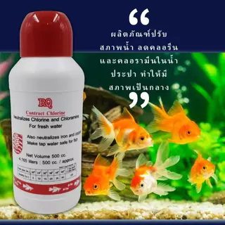 ผลิตภัณฑ์ปรับสภาพน้ำ RQ ลดคลอรีน RQ Contract Chlorine 500 ml. เตรียมน้ำสำหรับเลี้ยงปลาสวยงาม ขนาด 500 มล. ฝาสีแดง