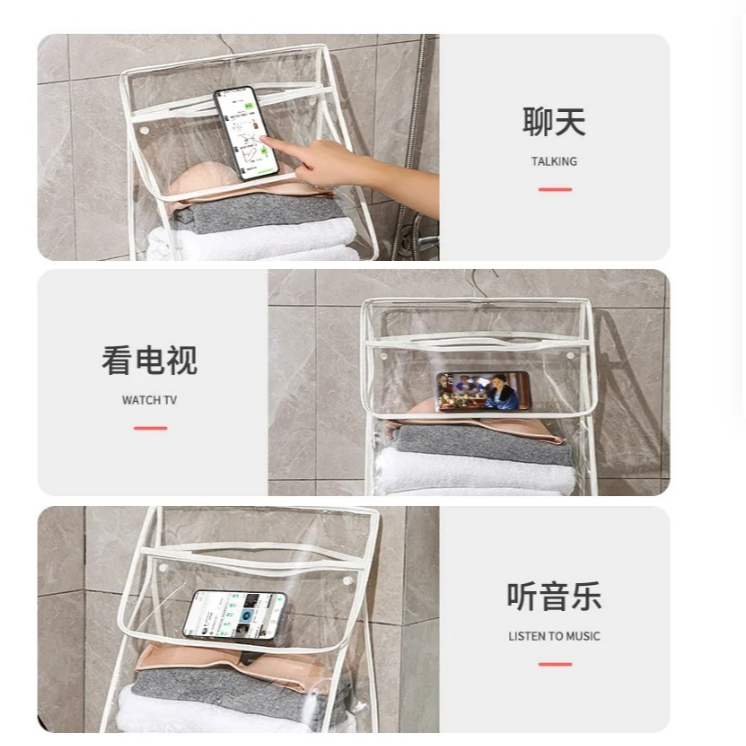 ถุงเก็บของแขวนกันน้ำสำหรับห้องน้ำบนกำแพงเสื้อผ้าห้องน้ำนักเรียนกระเป๋าแขวนของเล่นโปร่งใส - รูปที่ 4