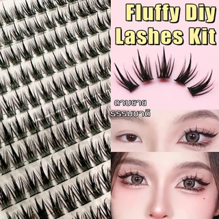 กาวฟรี 1 ชิ้น แหนบ 10D20D30D40D ชุดต่อขนตาไฮบริด ขนตาหนา 9-16 มม. ขนตางอน DIY ขนตาแบบคลัสเตอร์