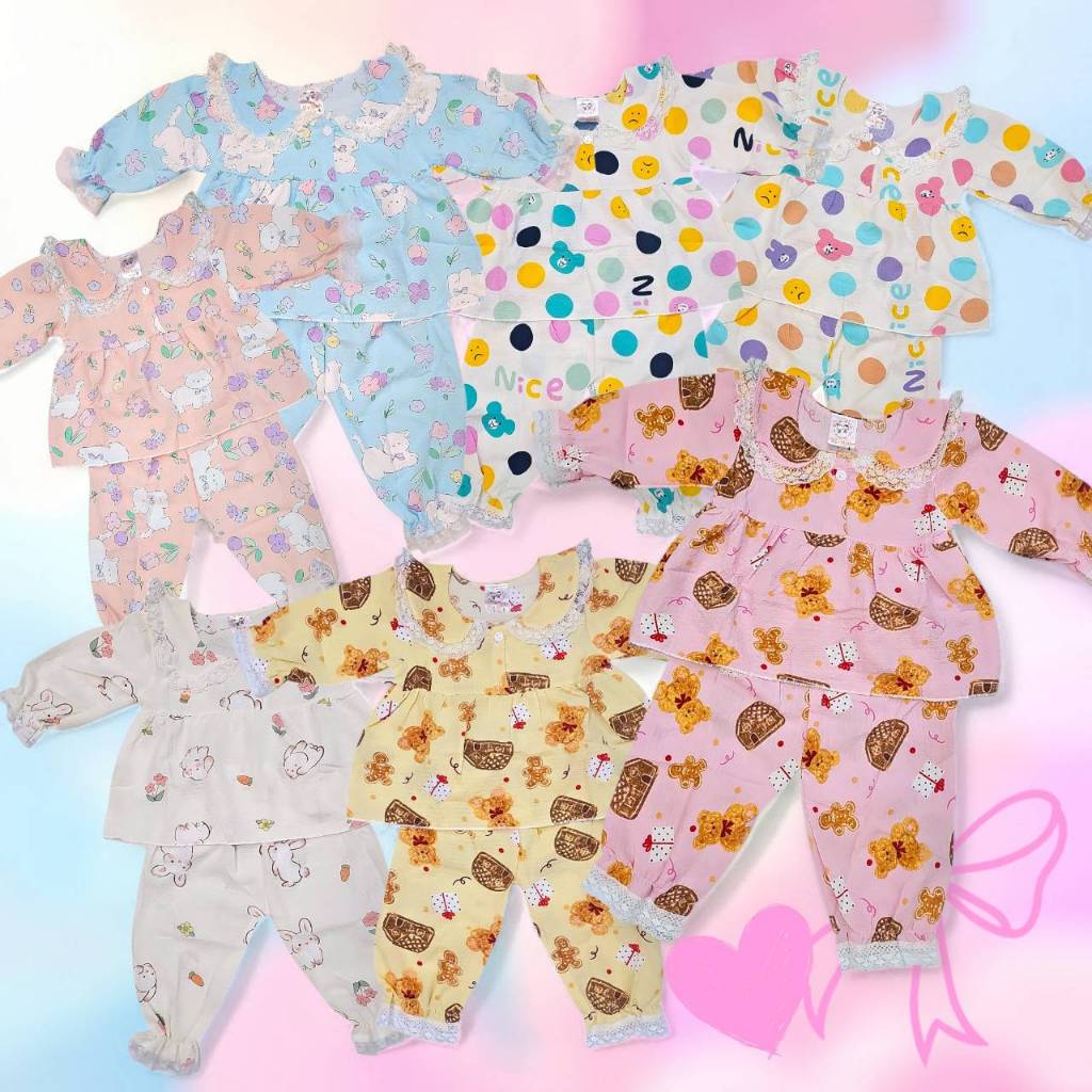 ชุดเด็กผู้หญิง 3-18 เดือน ชุดเซ็ตเด็ก แขนขายาว ผ้าโฟมลายเปลือกไม้ FAS0026