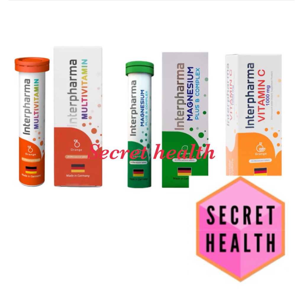 Interpharma Multivitamin วิตามินรวมแบบเม็ดฟู่/ Magnesium แมกนีเซียม/Interpharma Vitamin C 1,000 mg.