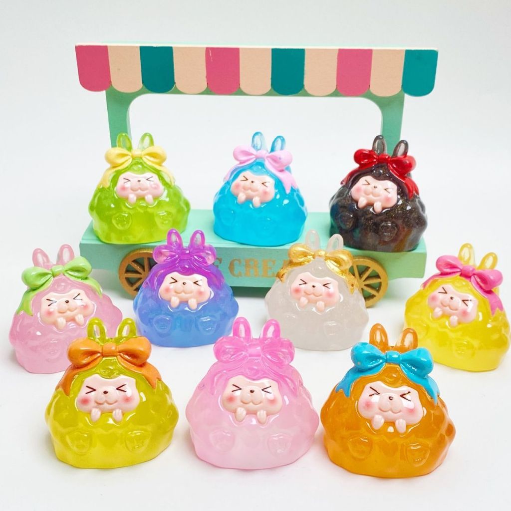 ตุ๊กตาเรซิ่น Tata โบว์เรืองแสง 3 มิติ สเตอริโอ ของตกแต่งรถยนต์ขนาดใหญ่ ตุ๊กตาการ์ตูนน่ารัก ชุด 10 ชิ้น