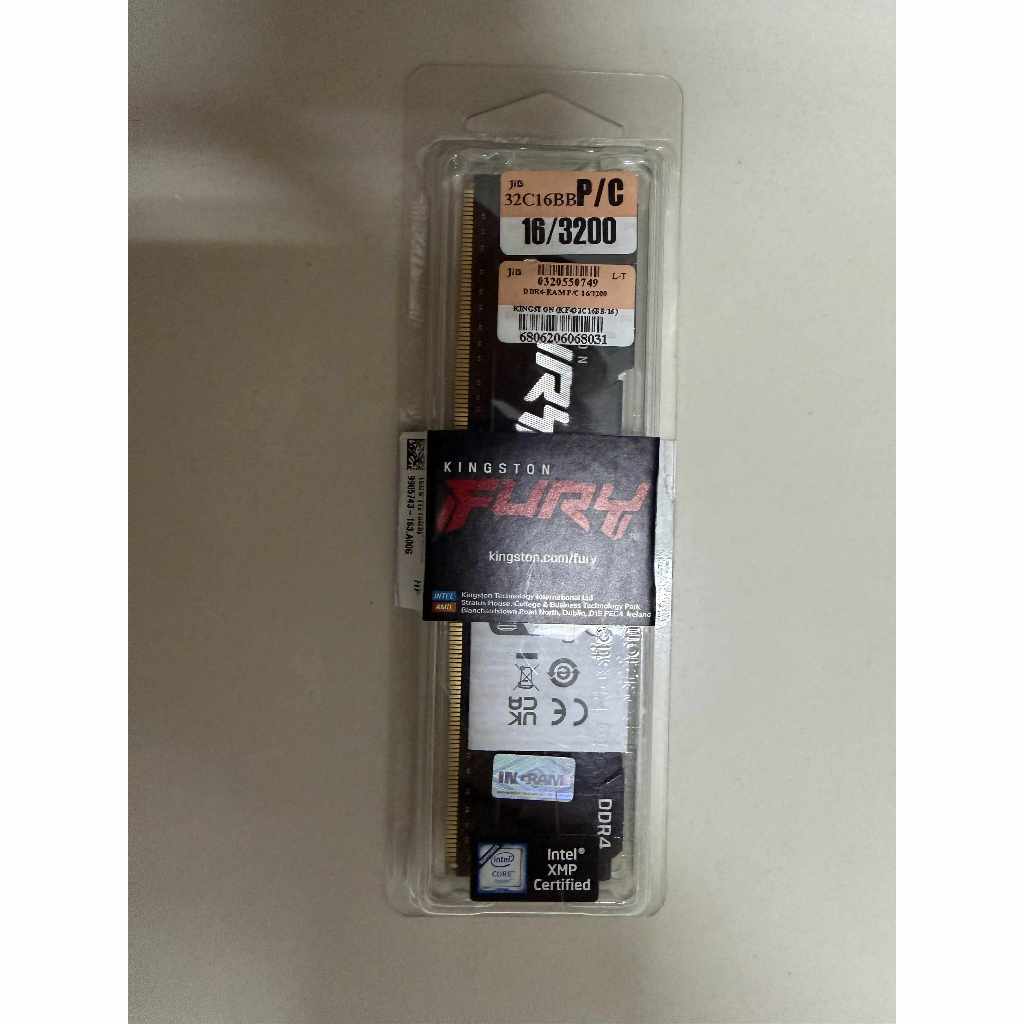 16GB (16GBx1) DDR4 3200MHz RAM KINGSTON FURY BEAST DDR4 (BLACK) (KF432C16BB/16) แรมมือสอง ครบกล่อง ป