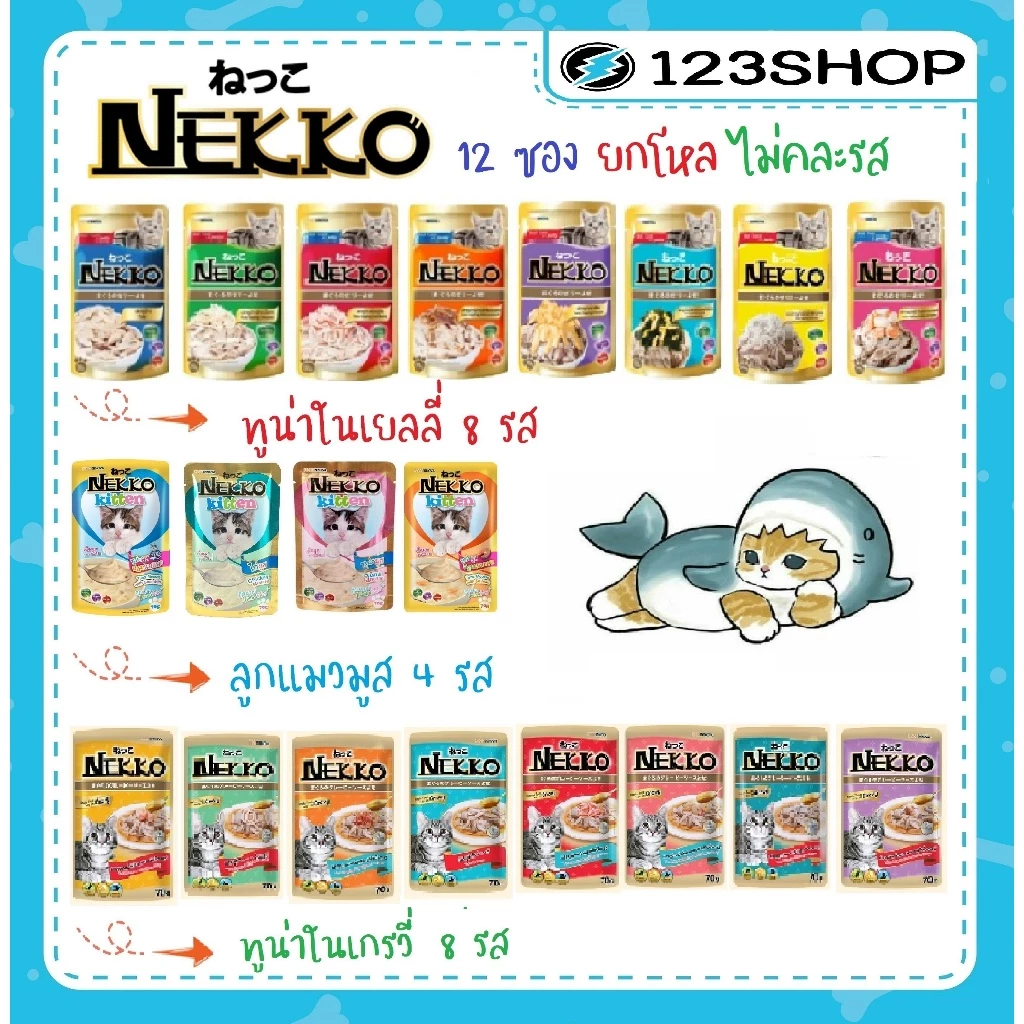 **ไลฟ์มี code40%** [12ซอง] NEKKO เพาซ์ เนคโกะ อาหารเปียกแมว ขนาด 70กรัม