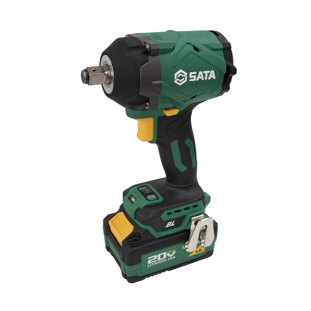 SATA 51074(4 แอม 2ก้อน) /51074C(5 แอม 1ก้อน) บล็อกแบต 1/2" ไร้แปรงถ่าน J series 580N.m 18V แบต 4.0Ah