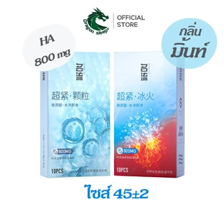 Minglui Extra Small 45±2 มม. ถุงยางอนามัย ชนิดเรียบ บาง ปุ่ม กลิ่นมิ้นท์ เพิ่มไฮยาลูรอน 800 mg บำรุง