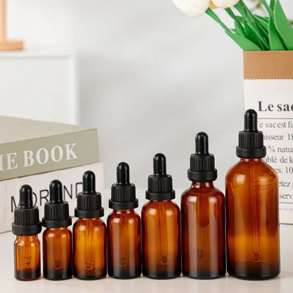 (แพ็ค100ขวด) ขวดแก้วสีชา YB18-T 5-100ml ฝาดรอปเปอร์ ใส่น้ำมันหอม/เซรั่ม พร้อมส่งจากไทย/ราคาถูก