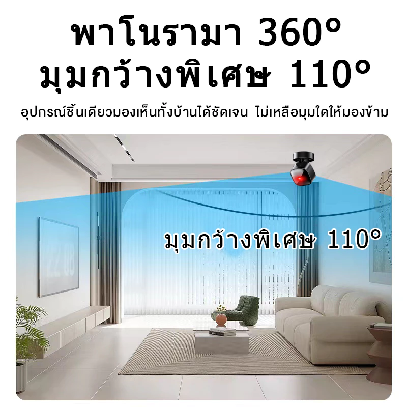 【มุมกว้างพิเศษ 360°】 กล้อง 360 องศา กล้องวงจร กล้องแอบ กล้องรูเข็ม ก้องวงจรปิด วงจรปิด 4k wifi camera mini camera thumbnail 7