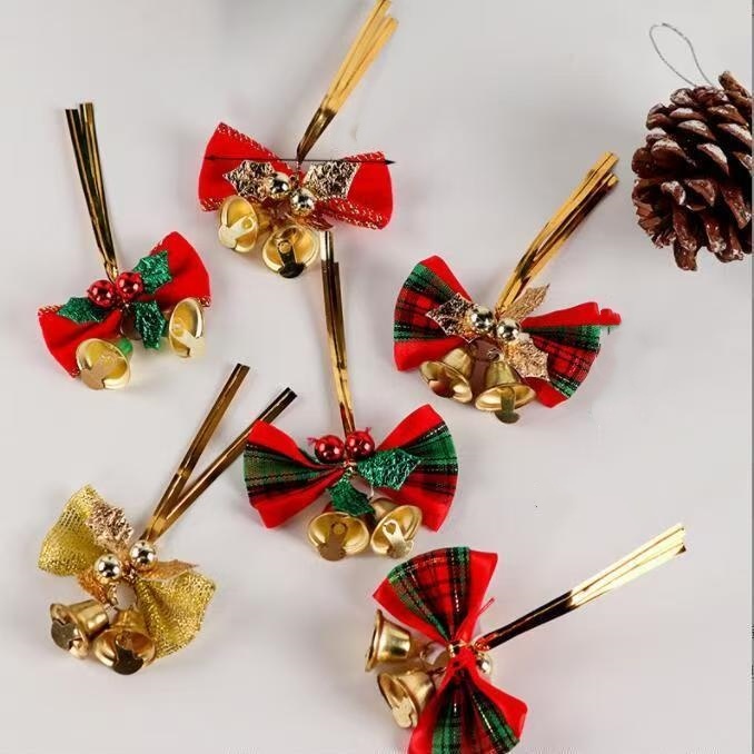 [พร้อมส่ง] โบว์คริสต์มาสประดับกระดิ่ง DIY ของตกแต่งงานแต่งงาน ของประดับต้นคริสต์มาส ของใช้ปีใหม่