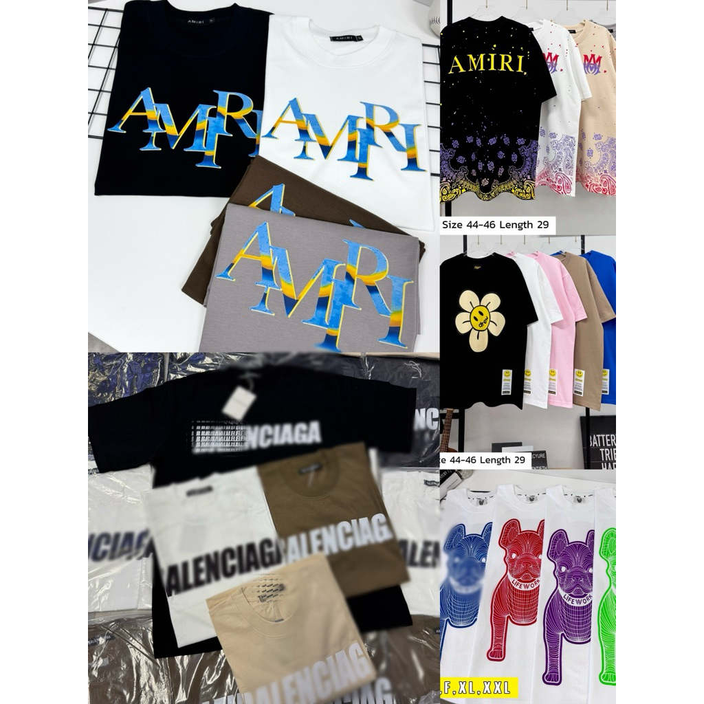 เสื้อยืดoversizeรุ่นdrewดอกไม้ผ้าคอนตอน