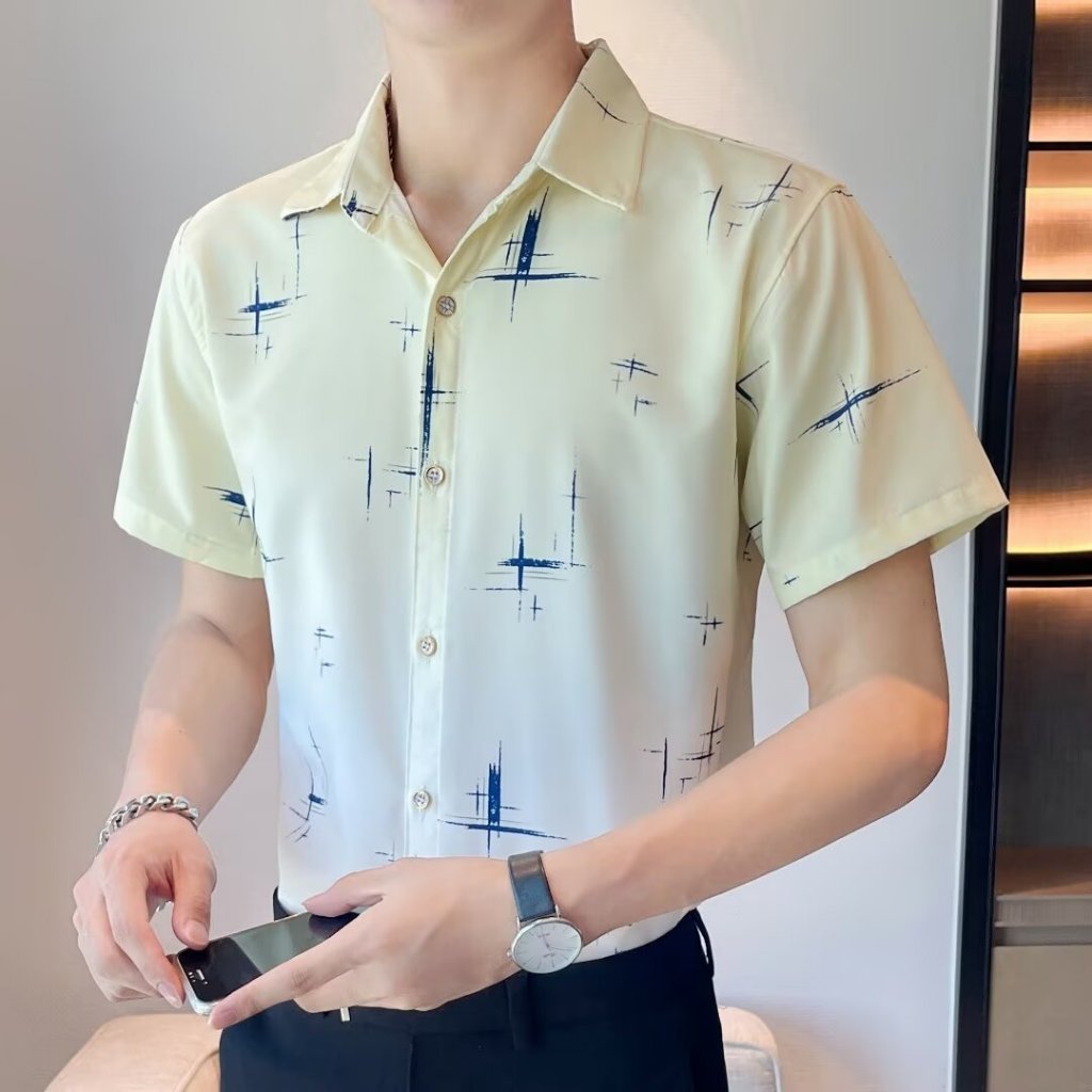 เสื้อเชิ้ตแขนสั้นคอกลมผ้าใยสังเคราะห์มีสองสี M - 3 XL - รูปที่ 5