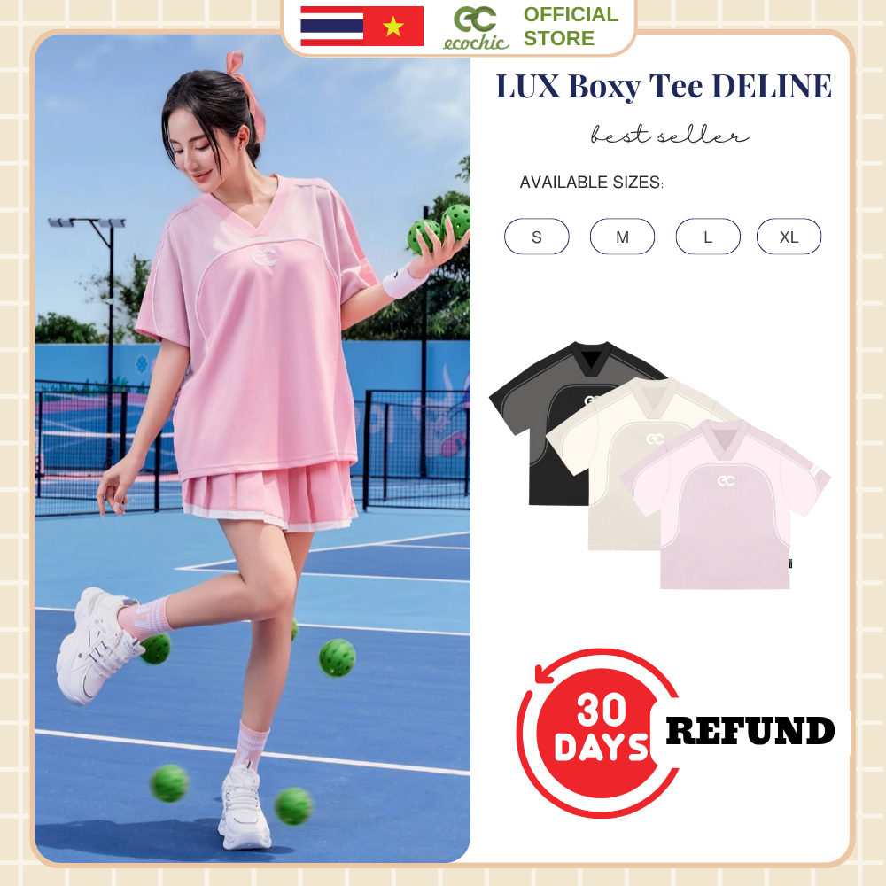 [เปลี่ยนสินค้าภายใน 30 วัน] เสื้อยืด ECOCHIC LUX Boxy Tee DELINE แบรนด์ท้องถิ่น ของแท้ ยูนิเซ็กส์ ทรงพอดีตัว B078
