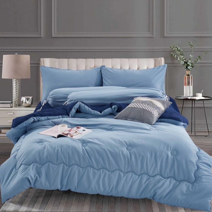 C&J ARANTEXTILEชุดผ้านวม Cotton พรีเมี่ยมสีทูโทนงานคุณภาพหรูหรา นุ่มมาก ฟู เนื้อเนียนแน่น เย็นสบายห่มได้ทุกฤดู - รูปที่ 2