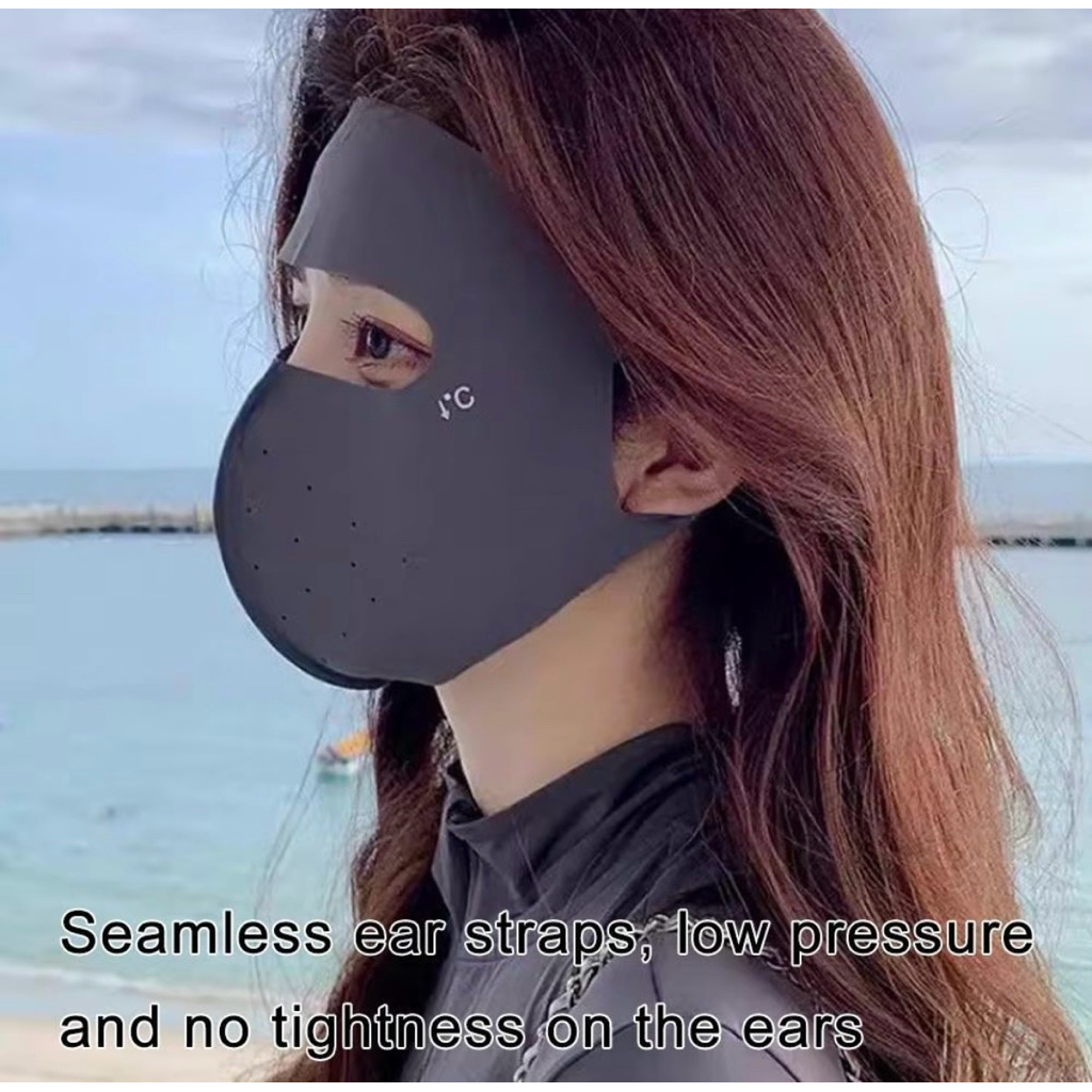 หน้ากากกันแดดผ้าไหมน้ำแข็งระบายอากาศได้ดี พร้อมส่งในไทย