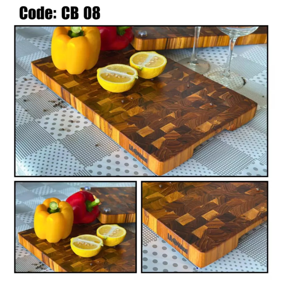 Lao wood เขียงไม้สักเกรดเอ End Grain Cutting Board รุ่น CB-08 ขนาด 2.8 x 24 x 38 ซม.