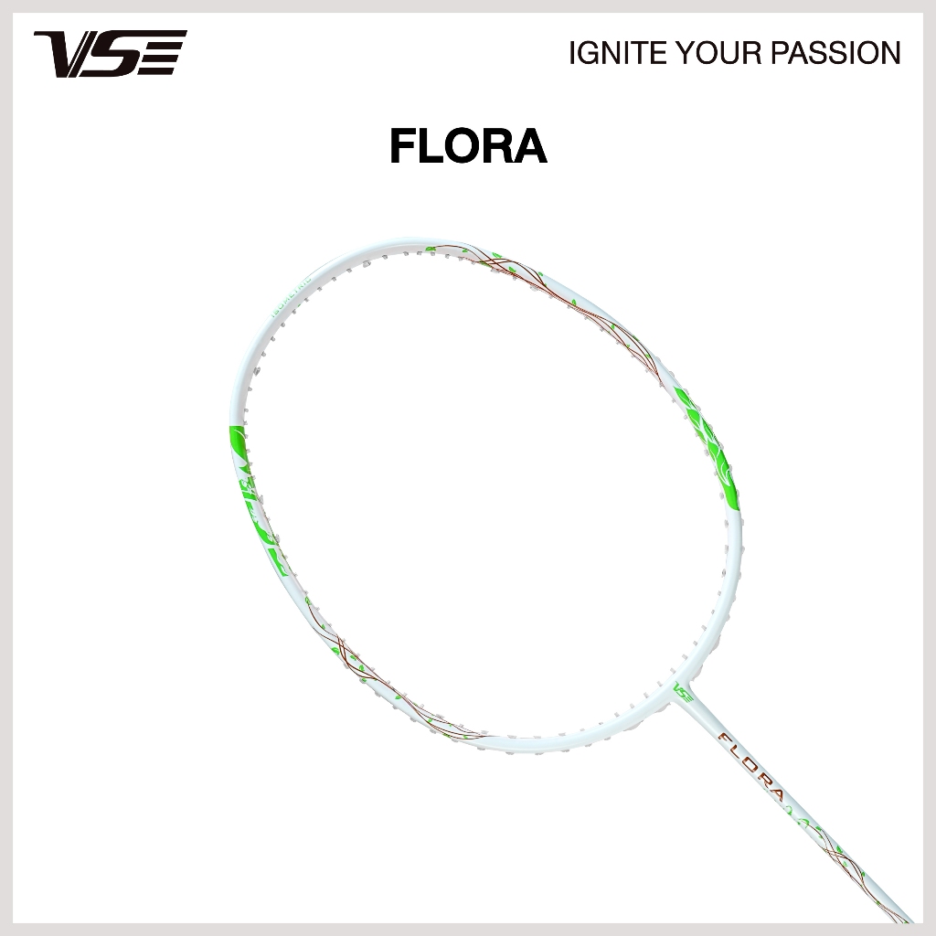 VS ไม้แบดมินตัน รุ่น Flora แถมกริปคละสี+เอ็น+ซอง *ขึ้นเอ็น กรุณากดที่ตัวเลือกขึ้นเอ็นเท่านั้น*