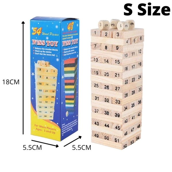 Jenga บล็อกไม้ตึกถล่ม 54 ชิ้น  คอนโดตัวต่อไม้ ของเล่นเกมส์ ตัวต่อไม้