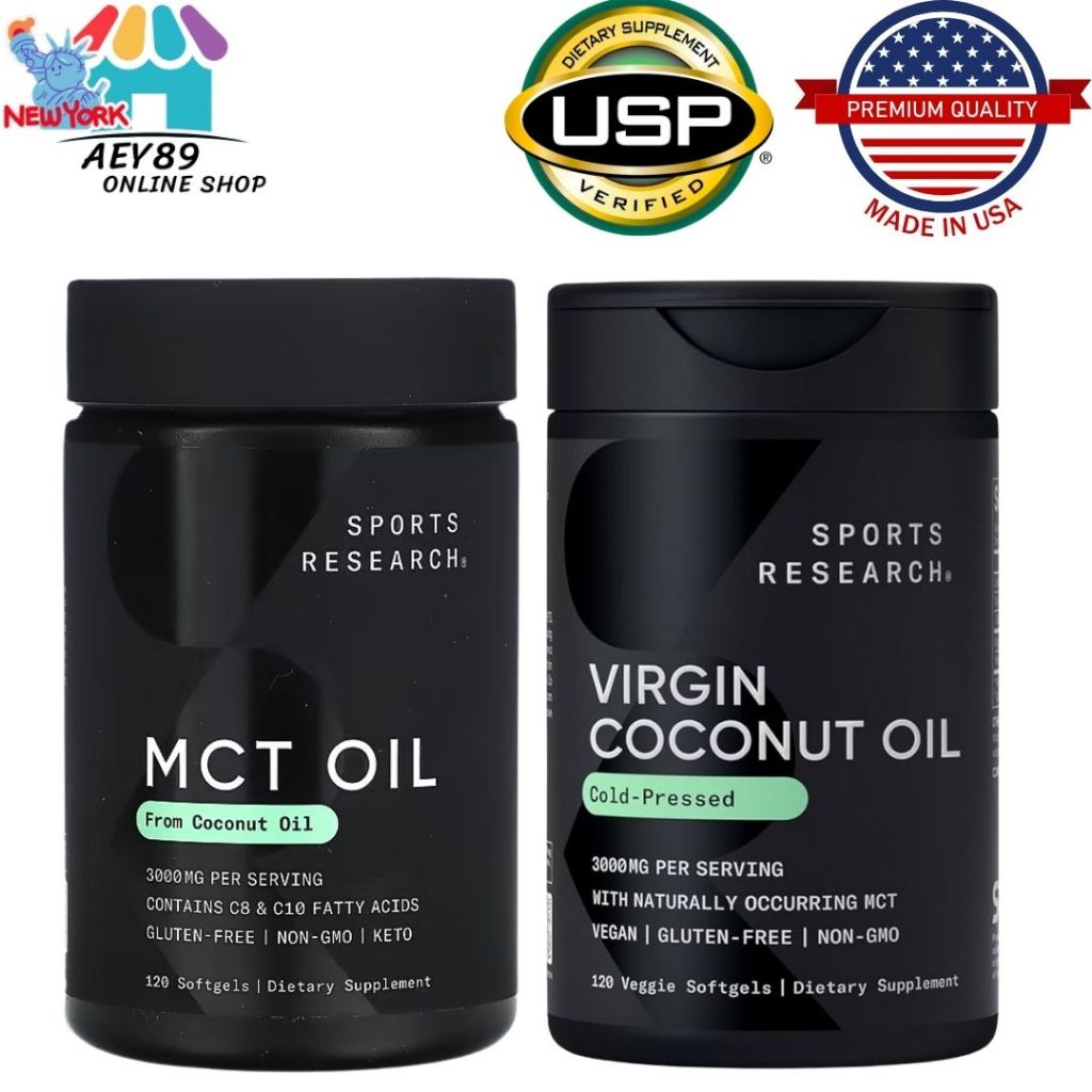 Sports Research, MCT Oil, From Coconut Oil 3000mg 120 Softgels /Virgin 1Coconut Oil  120Veggie Softgels