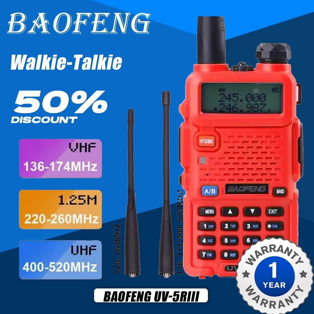 เครื่องส่งรับวิทยุมือถือ UV-5RIII 0.5W 245MHz & 136-520MHz 8W วิทยุสองทางแบบ Dual Band