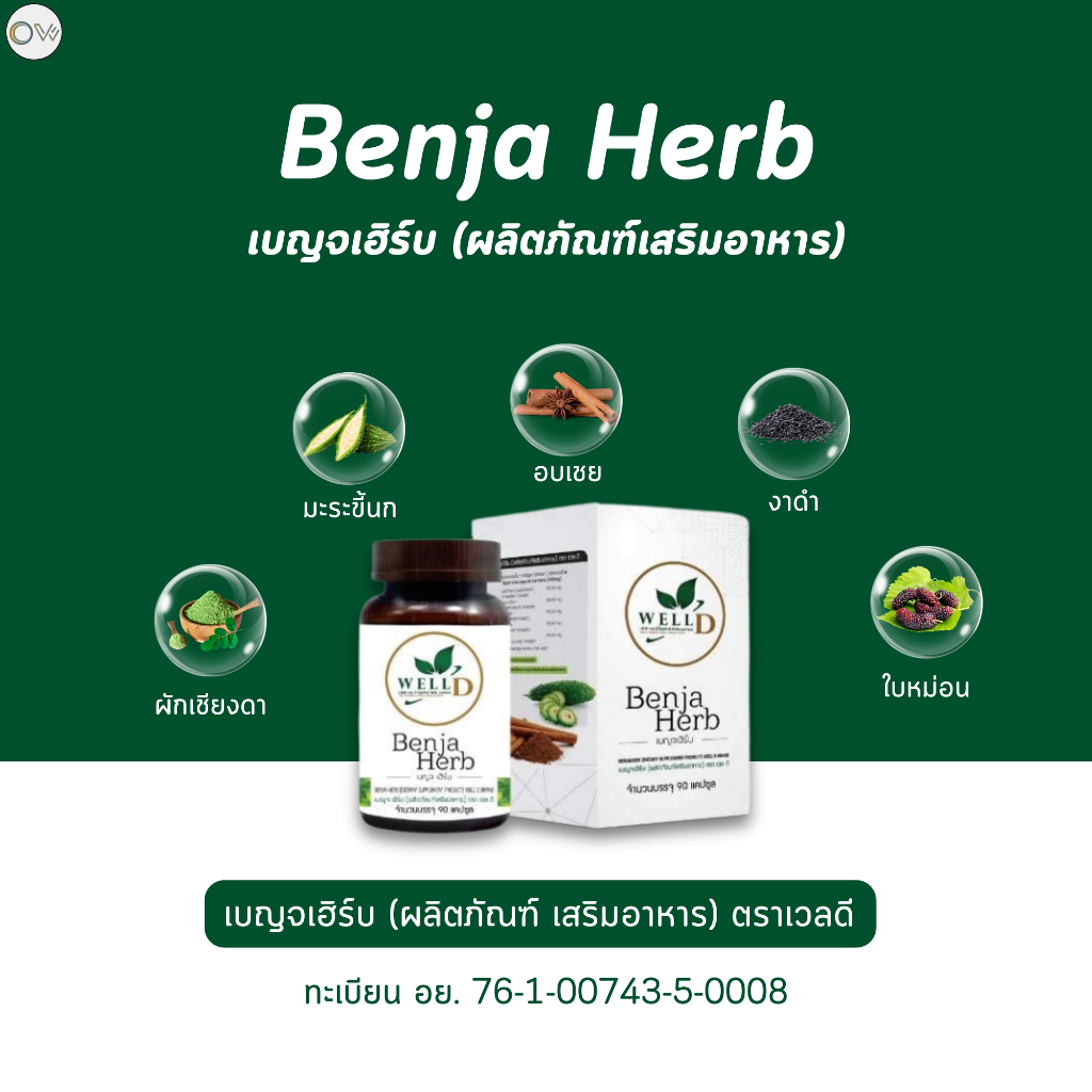 ⚡️ส่งไว ขายดี⚡️ เบญจเฮิร์บ Benja Heab บรรจุ 90 แคปซูล เวลดีโปรดัสก์