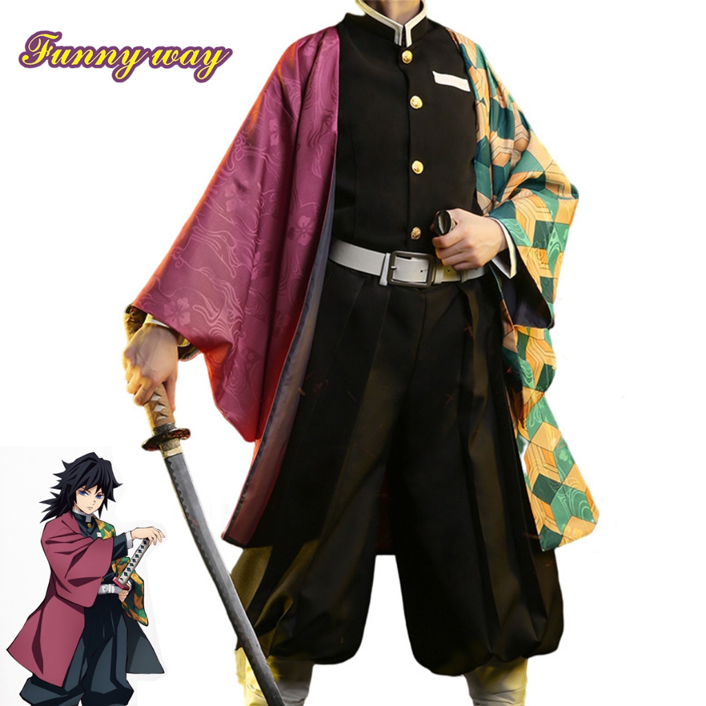 Tomioka Giyuu เครื่องแต่งกายคอสเพลย์ Demon Slayer ชุดอนิเมะ Kimetsu no yaiba เครื่องแต่งกายฮาโลวีน