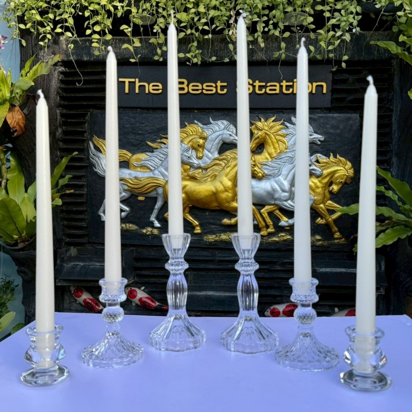TheBestStation เทียนเทปเปอร์ สีงาช้าง 12นิ้ว Tapper Candles *ไม่มีกลิ่น ส่งทุกวัน