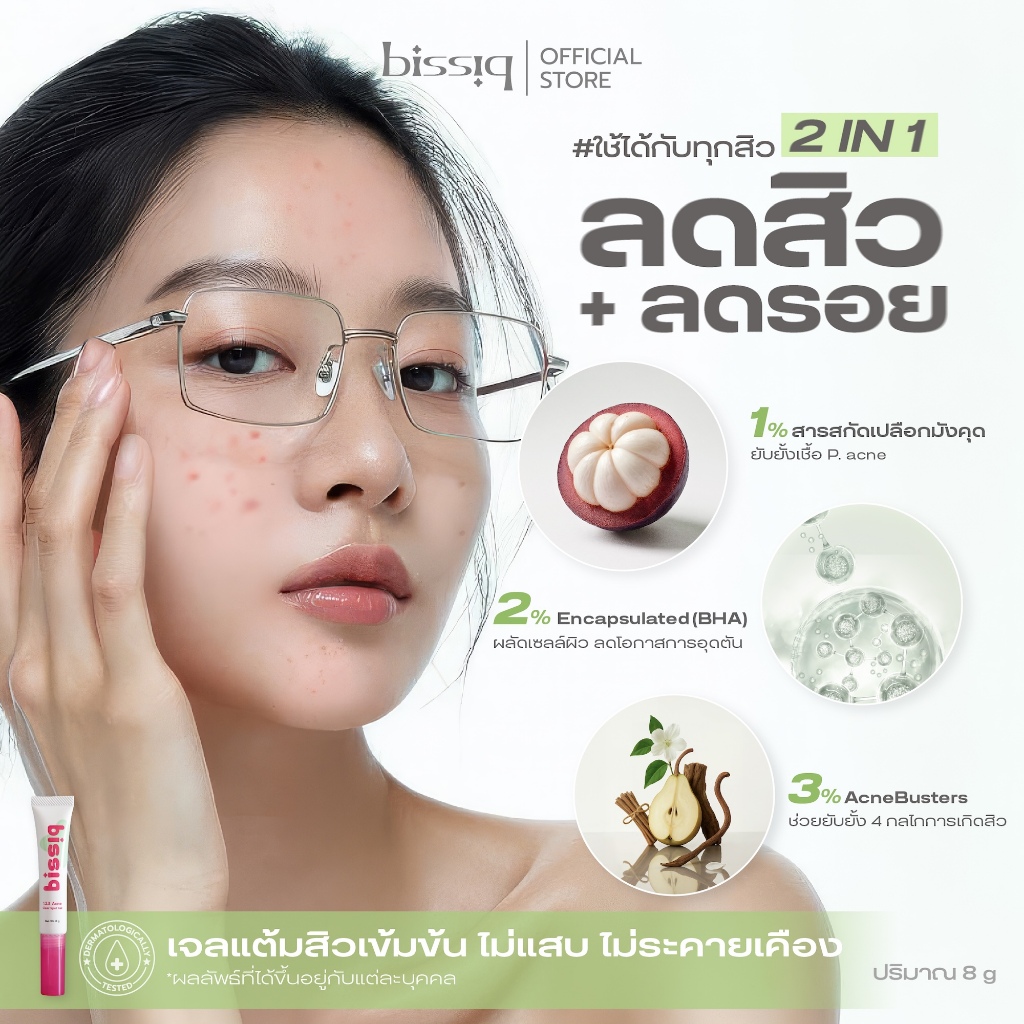 [หัวปาดดีไซน์ใหม่!] bissiq 1.2.3 Acne Clear Spot Gel ปากกาปาดสิว สิวไหนก็เอาอยู่! เจลแต้มสิวสูตรเข้มข้น 2 in 1 อ่อนโยน