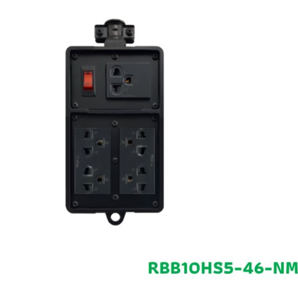 NANO บล็อคยาง 4x6" เต้ารับ 5 ช่อง + เมนสวิทซ์ 10A (ไม่มีสายไฟ) Black Series (1 ชิ้น/กล่อง) รุ่น RBB1