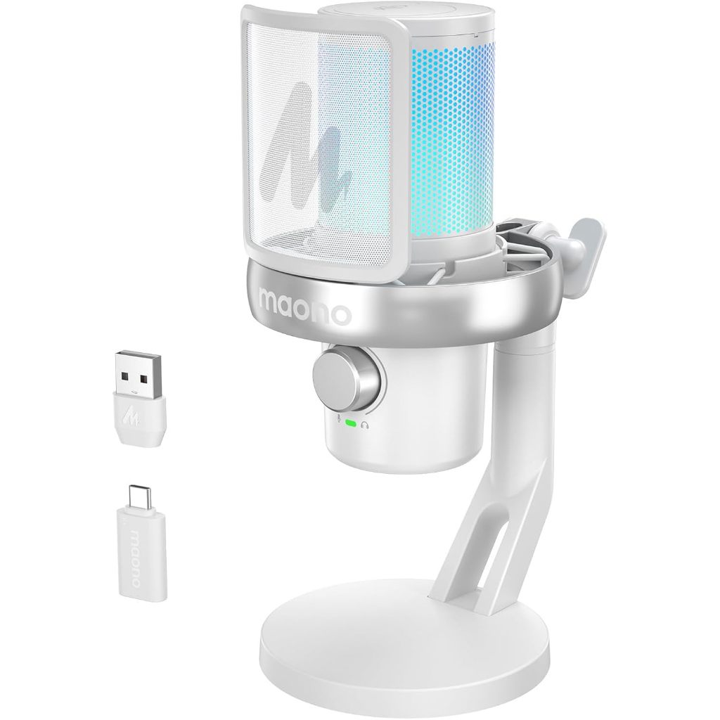 Maono DM40 Pro ไมโครโฟนไร้สายสำหรับเล่นเกม ไมโครโฟนคอนเดนเซอร์ ไมโครโฟน USB AI Gaming Mic ให้คุณสื่อ