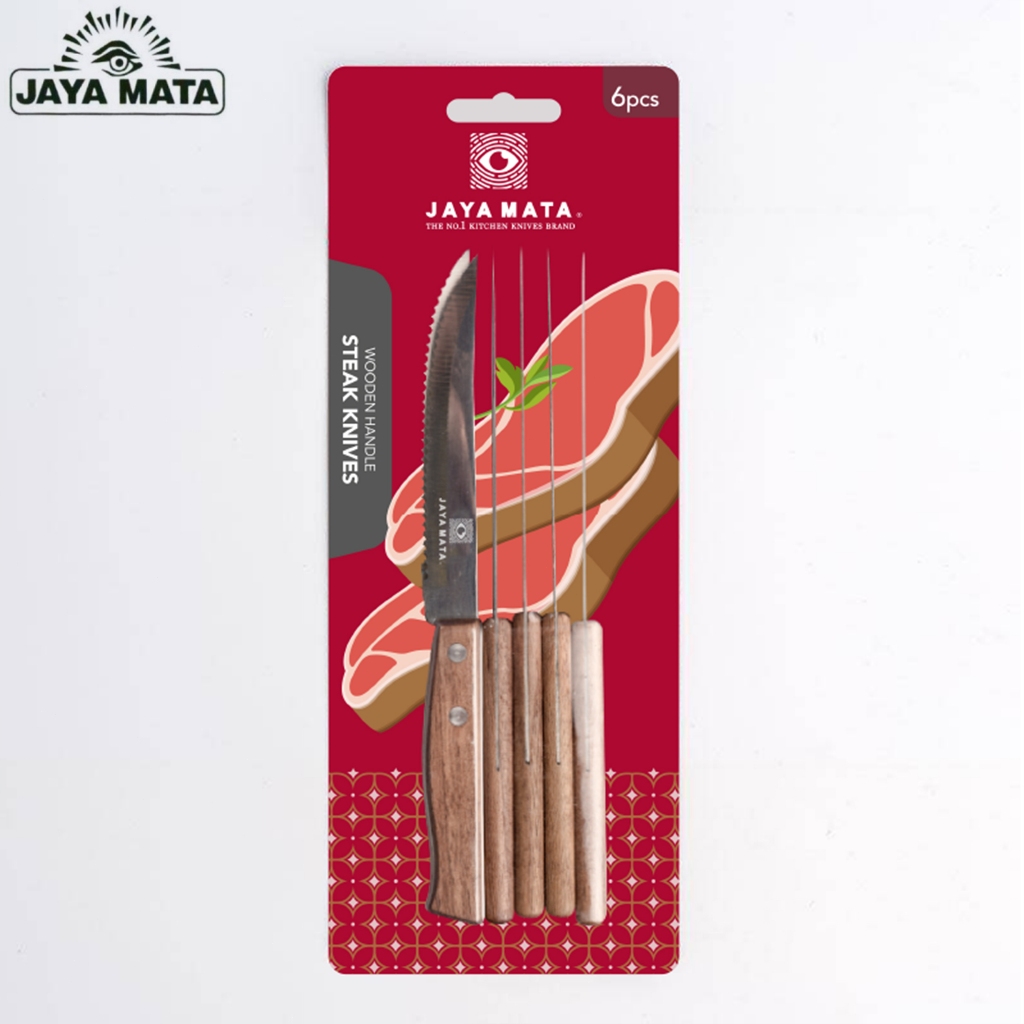 Jaya Mata มีดสเต็กด้ามไม้ 6 ชิ้น JM767