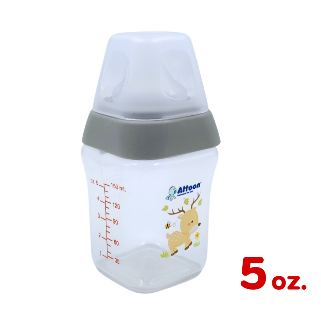 ATTOON ขวดนมคอกว้าง ทรงสี่เหลี่ยม 5/9 oz. รุ่น Antichoke ไม่ดูดไม่ไหล จุกกากบาท - รูปที่ 4