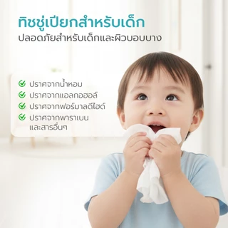 Simplecare ทิชชู่เปียกสำหรับเด็ก​ 80 แผ่น ทิชชู่เปียกพกพา Baby Wipes เนื้อนุ่ม หนา ไม่ขาดง่าย ปราศจากแอลกอฮอล์