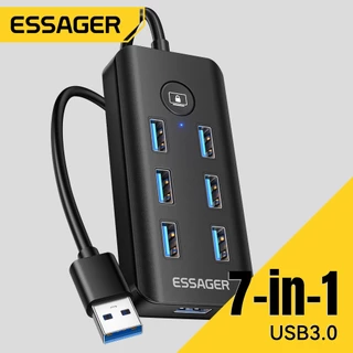 Essager 7-in-1 ฮับ ​​USB 3.0 พร้อมการส่งข้อมูลความเร็วสูง 5Gbps และปุ่มปิดหน้าจอเพื่อปกป้องความเป็นส่วนตัว