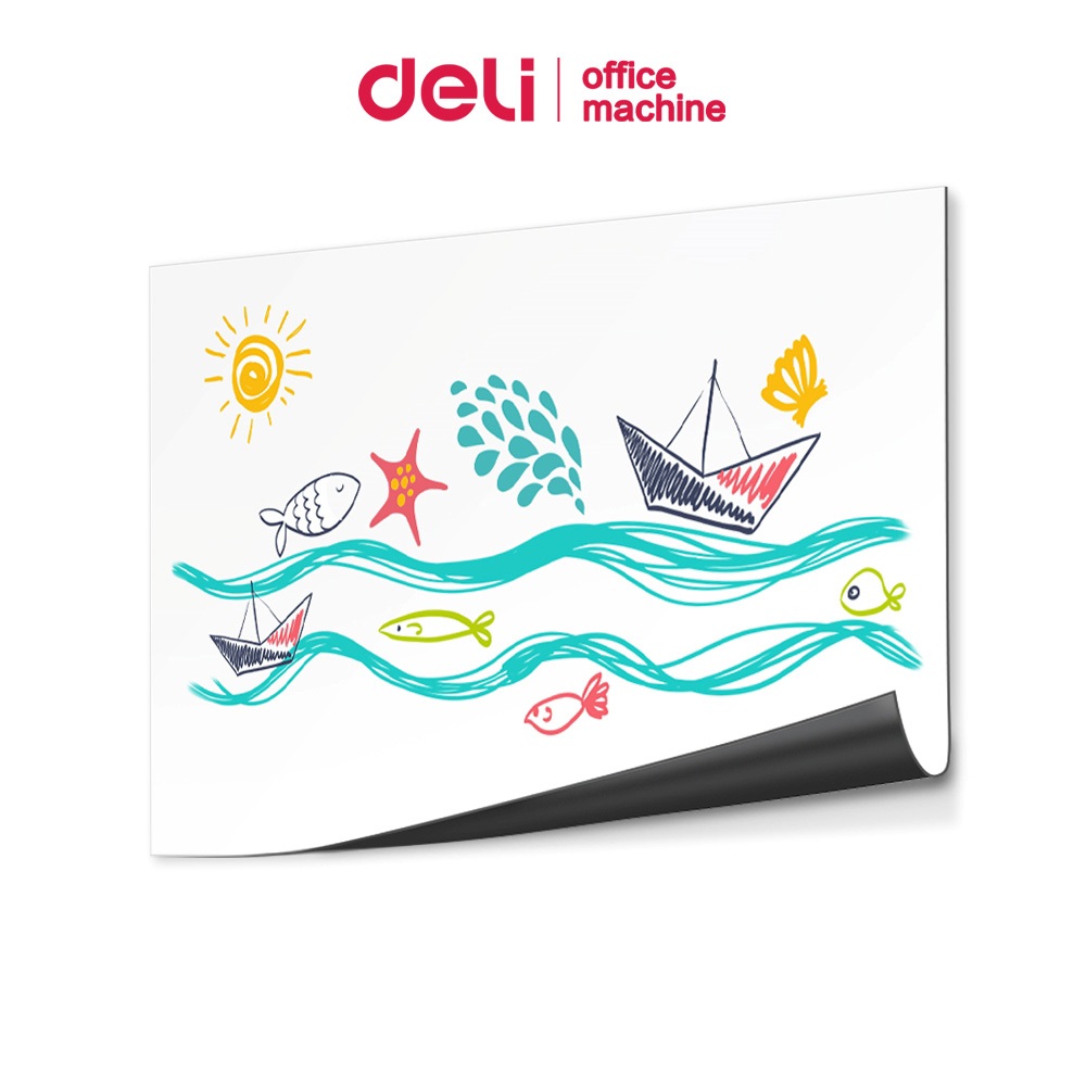 Deli กระดานไวท์บอร์ด กระดานขีดเขียน แบบติดผนัง ใช้ได้กับพื้นผิวหลากหลาย Soft Magnet Whiteboard
