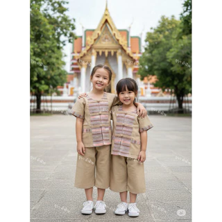 ชุดพื้นเมืองเด็ก แต่งผ้าทอน้ำไหล