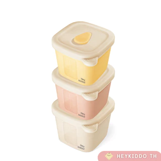 HeyKiddo: ถ้วยซิลิโคนเตรียมอาหารเบบี๋ สำหรับวัย5m+ BPA FREE มีจุกระบายความร้อนจุเต็มใบ180ml แพค3ชิ้น